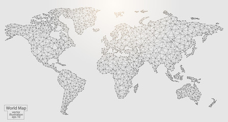 World map made of lines and triangles, the connection point of the network. Vector Illustration eps 10.