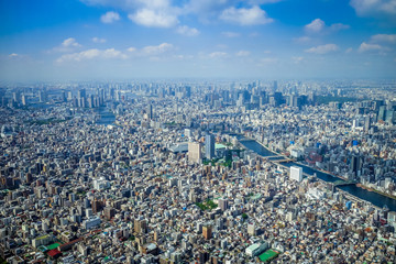 Tokyo city skyline aerial view, Japan