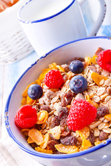 muesli breakfast menu with forest fruits
