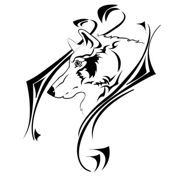 wolf tattoo, isolated vector illustration