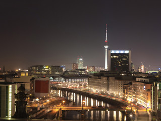 Fototapeta na wymiar Night Berlin cityscape, Germany