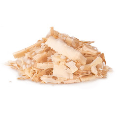 Arolla Pine shavings for stuffing of pillows on white Background isolated