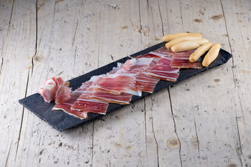 Spanish tapas, iberian loin, sausage. Iberian Acorn Ham