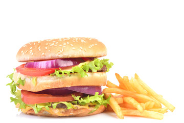 Hamburger on a white background