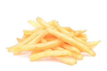 Fried potatoes on a white background