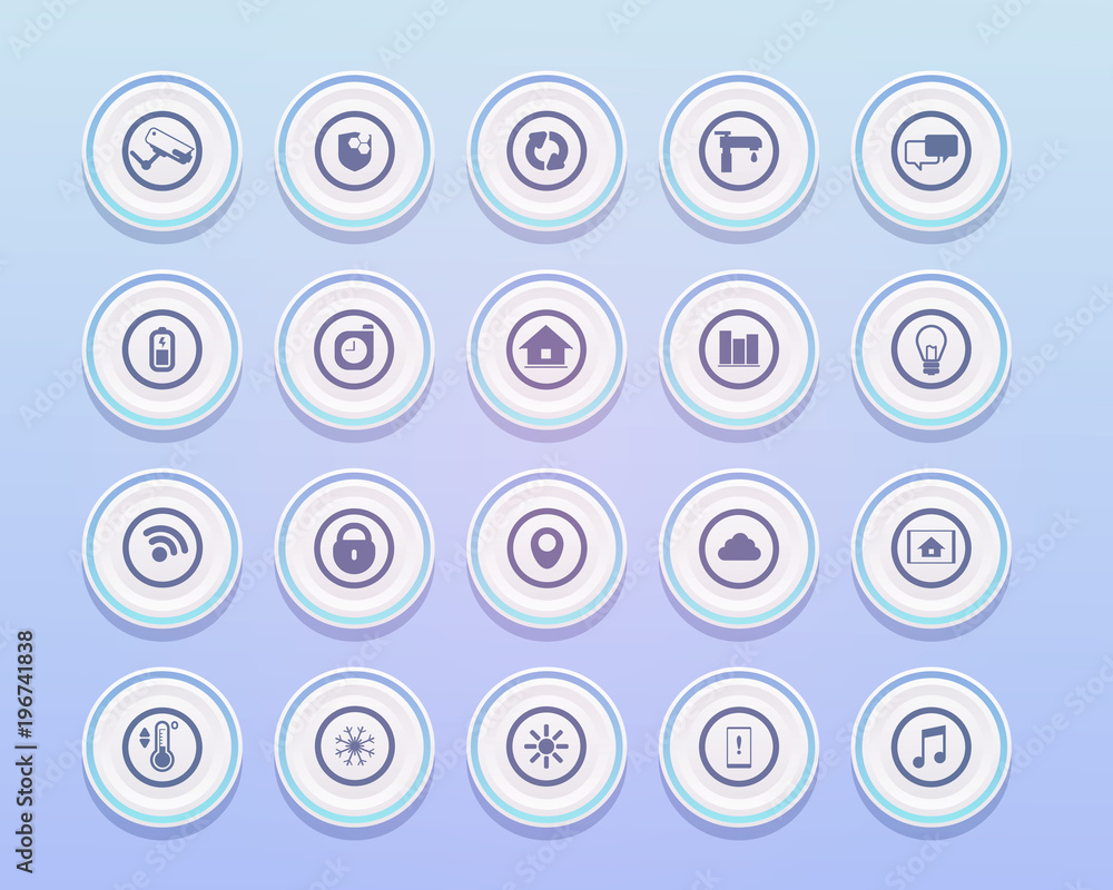 Aufkleber set of buttons for smart home technology application modern home system of control concept flat vect