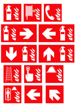 Sammlung von Brandschutzzeichen nach der aktuellen Form der ASR A1.3. Eps 10 Vektor Datei