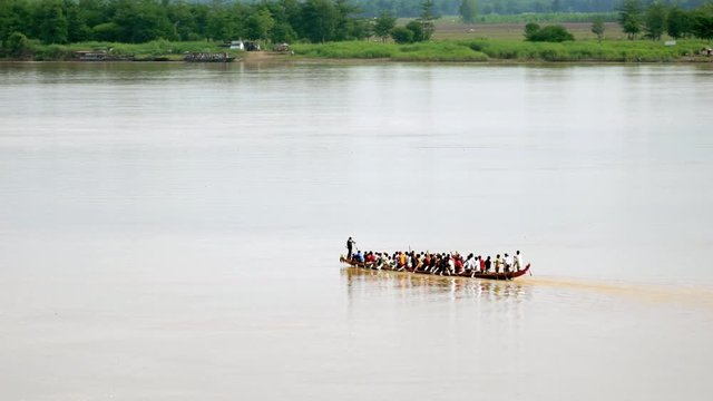 rowers training on the Mekong river
