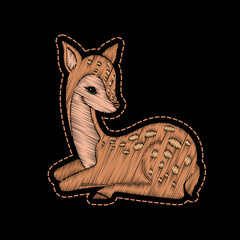 Obraz premium Cute embroidered deer for fashion design.