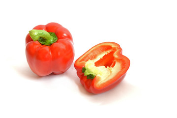 Red sweet pepper on a white background