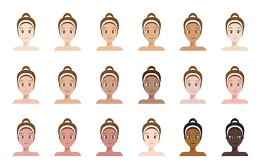 skin tone color index . face of women vector