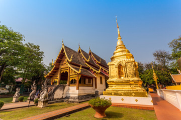 Fototapeta na wymiar most important temples is the Wat Chedi Luang located in the ancient walled part of Chiang Mai city