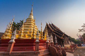 Naklejka premium most important temples is the Wat Chedi Luang located in the ancient walled part of Chiang Mai city