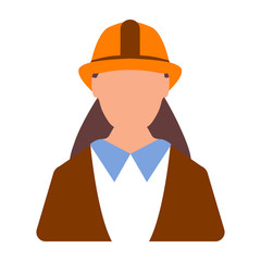Female engineer worker icon. Woman worker. Cartoon style. Vector Illustratio