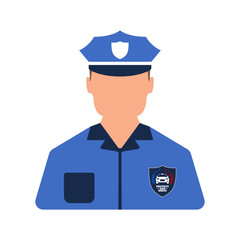 Police worker icon. Man worker. Cartoon style. Vector Illustration