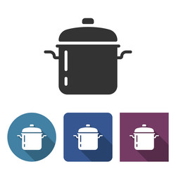 Stew pan icon in different variants with long shadow