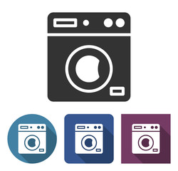 Clothes washer icon in different variants with long shadow
