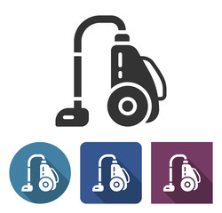 Vacuum cleaner icon in different variants with long shadow