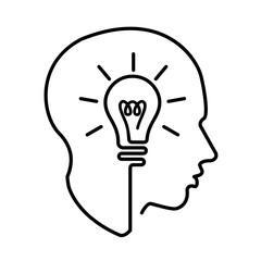 Head creating a new idea, imagination and success, icon vector
