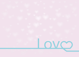 Valentines card with line Love heart lettering Background, vector