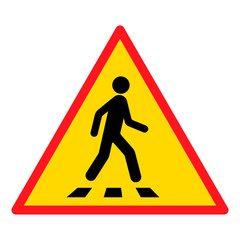 Pedestrian crossing sign. Crosswalk flat icon, isolated on white, vector