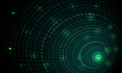 Binary code tunnel, vector background