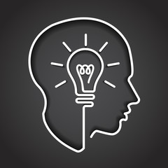 Head creating a new idea, imagination and success, icon vector