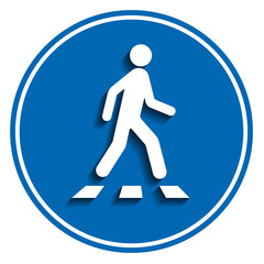 Pedestrian crossing sign. Crosswalk flat icon, isolated on white, vector