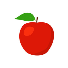 Red apple. Vector illustration. Flat Design Style.