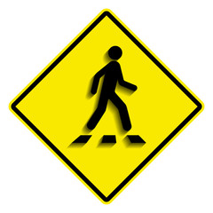 Pedestrian crossing sign. Crosswalk flat icon, isolated on white, vector