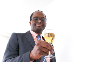 Businessman having wineglass