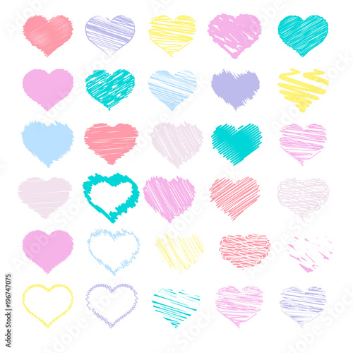 "Set of sketch heart icons, vector" Stock image and royalty-free vector