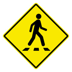 Pedestrian crossing sign. Crosswalk flat icon, isolated on white, vector