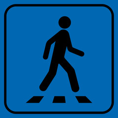 Pedestrian crossing sign. Crosswalk flat icon, isolated on white, vector