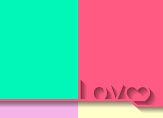 Valentines card with line Love heart lettering Background, vector