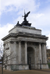 Fototapeta na wymiar Wellington Arch, a triumphal arch in Hyde Park,London, designed by Decimus Burton between 1826-1830