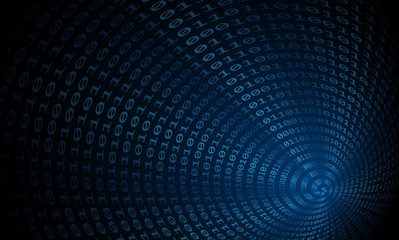 Obraz premium Binary code tunnel, vector background