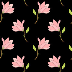 Hand drawn magnolia pattern