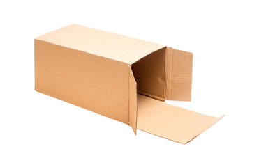 wrinkle brown paper box isolated on white, with clipping path