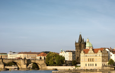 Panorama of Prague. View of the Charles bridge