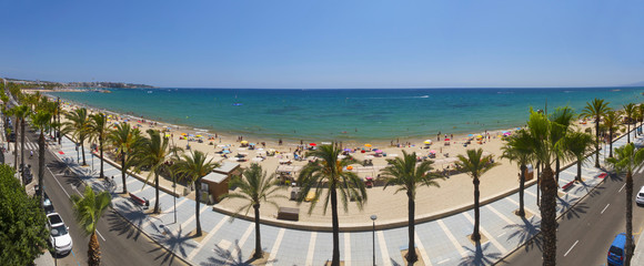 View of Salou Platja Llarga Beach in Spain during sunny day