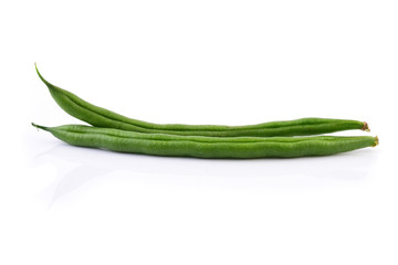 Green beans on white background