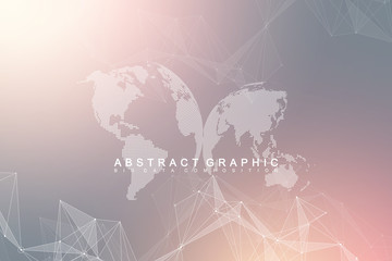 Global network connection. Network and big data visualization background. Futuristic global business. Vector Illustration.