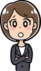 困り顔の女性のイラスト