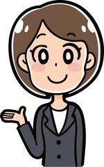案内をする女性のイラスト