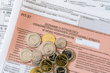 Polish tax form PIT-37 for individual tax return