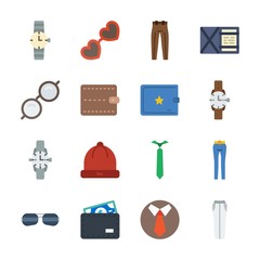 icon Man Accessories with wallet, trousers, sunglasses, winter hat and tie