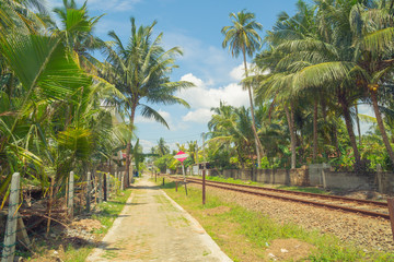 Obraz na płótnie Canvas March 1, 2018. Hikkaduwa, Sri Lanka. Railway.