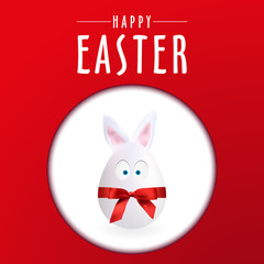 Red Happy Easter Egg Rabbit Poster, Vector, Illustration, Eps File