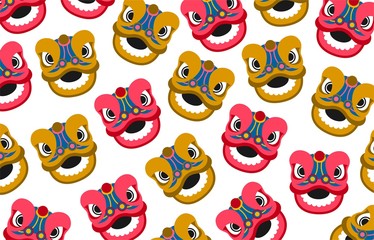 Lion dance head pattern white background